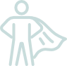 pictogramme d'un bonhomme avec une cape pour illustrer la force d'une équipe sécurisée