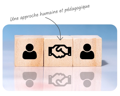 cubes de bois illustrant le partenariat entre Caroline Léonard consultante Qualité et son client