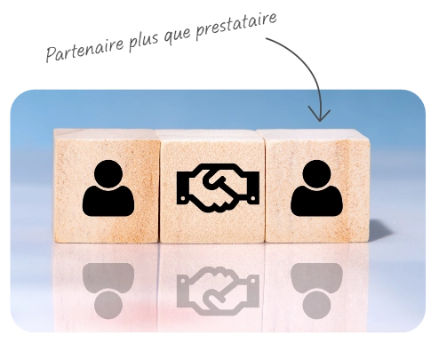 illustration sous forme de cubes d'un échange partenaire plus que prestataire